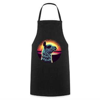 Lama Sunset India - Cooking Apron - black - Front - AI Model Male 185 dark (185cm)