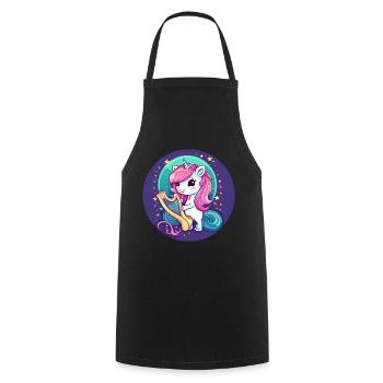 Unicorn playing harp at sunset - Cooking Apron - black - Front - AI Model Male 185 dark (185cm)