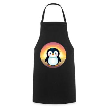 Cute penguin with blue eyes at sunset - Cooking Apron - black - Front - AI Model Male 185 dark (185cm)