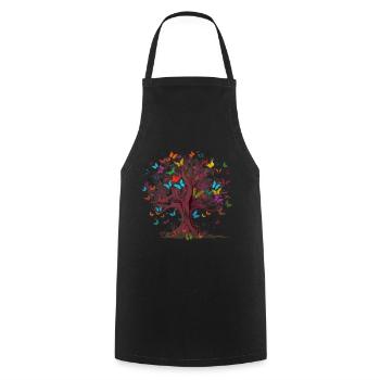 Papillon Arbre Papillons colorés Mouches - Tablier de cuisine - noir - Devant - AI Model Male 185 dark (185cm)