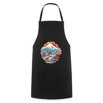 Mount Fuji - Cooking Apron - black - Front - AI Model Male 185 dark (185cm)