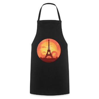 Tour Eiffel au coucher du soleil Paris romantique - Tablier de cuisine - noir - Devant - AI Model Male 185 dark (185cm)