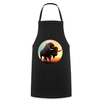 Vache, Buffle, Taureau, Bison au coucher du soleil - Nat - Tablier de cuisine - noir - Devant - AI Model Male 185 dark (185cm)