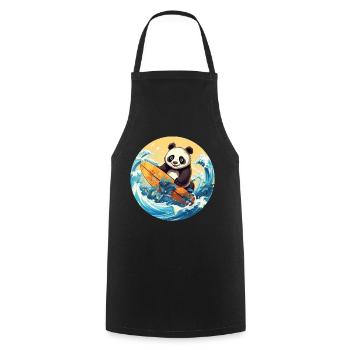 Surfing panda at sunset - Cooking Apron - black - Front - AI Model Male 185 dark (185cm)
