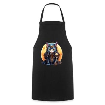 Cat in Knight Armor,Ai Gen - Cooking Apron - black - Front - AI Model Male 185 dark (185cm)