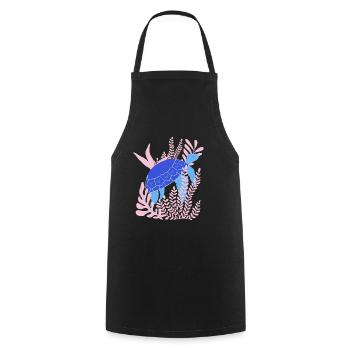 Underwater: turtle - Cooking Apron - black - Front - AI Model Male 185 dark (185cm)