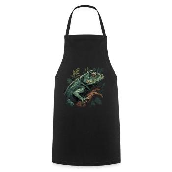 iguana branch reptiles green iguana - Cooking Apron - black - Front - AI Model Male 185 dark (185cm)