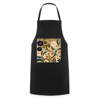 Botanicals Autumnal Flower Pattern - Cooking Apron - black - Front - AI Model Male 185 dark (185cm)
