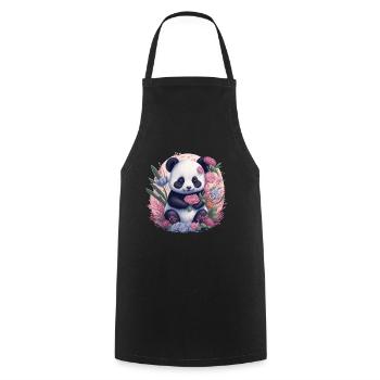 Fleurs de panda - Tablier de cuisine - noir - Devant - AI Model Male 185 dark (185cm)