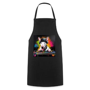 English Bull Terrier DJ Mixing Decks - Cooking Apron - black - Front - AI Model Male 185 dark (185cm)