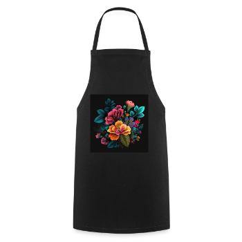 Botanicals Flower Pattern - Cooking Apron - black - Front - AI Model Male 185 dark (185cm)