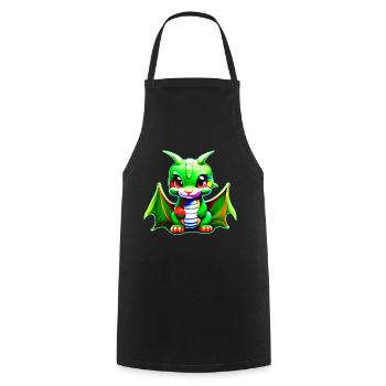 Effronté petit dragon fantaisiste vert mignon - Tablier de cuisine - noir - Devant - AI Model Male 185 dark (185cm)