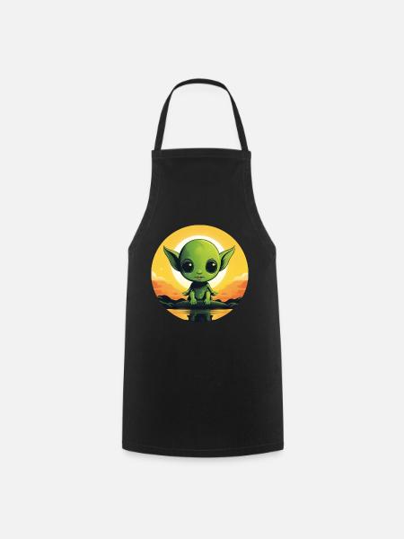 Alien am See bei Sonnenuntergang - Kochschürze - Schwarz
