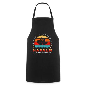 J'aime l'odeur du napalm au petit matin apocalypse - Tablier de cuisine - noir - Devant - AI Model Male 185 dark (185cm)