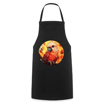 Cacatoès d’automne: feuillage et coucher de soleil - Tablier de cuisine - noir - Devant - AI Model Male 185 dark (185cm)