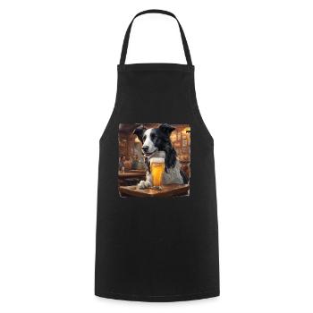 Border Collie Schäferhund genießt ein Bier - Kochschürze - Schwarz - Vorne - AI Model Male 185 dark (185cm)