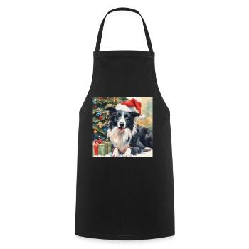 Border Collie Sheepdog Christmas Tree - Cooking Apron - black - Front - AI Model Male 185 dark (185cm)