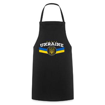 Ukrainischer Dreizack - Ukrainisches Tryzub-Symbol - Kochschürze - Schwarz - Vorne - AI Model Male 185 dark (185cm)