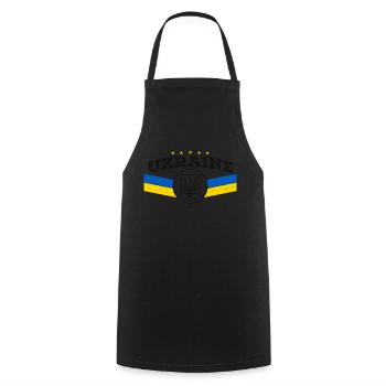 Ukrainischer Dreizack - Ukrainisches Tryzub-Symbol - Kochschürze - Schwarz - Vorne - AI Model Male 185 dark (185cm)