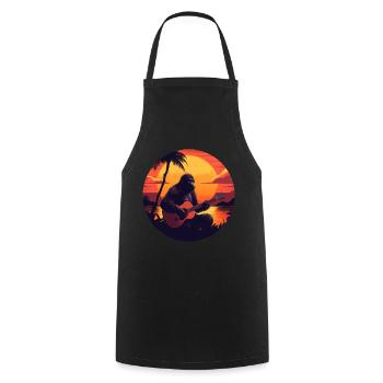 Gorilla-Gitarrist im Sunset: Akustik-Vibes Design - Kochschürze - Schwarz - Vorne - AI Model Male 185 dark (185cm)
