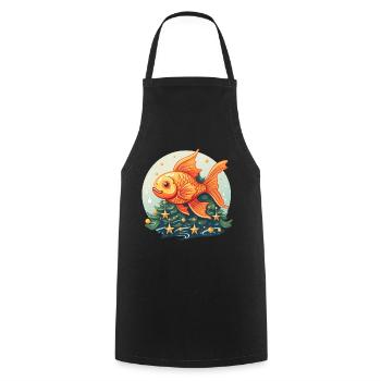 Sapin de Noël avec poisson rouge - Tablier de cuisine - noir - Devant - AI Model Male 185 dark (185cm)