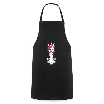 YOGA - EINHORN - PILATES - TIER - TIERISCH - Kochschürze - Schwarz - Vorne - AI Model Male 185 dark (185cm)
