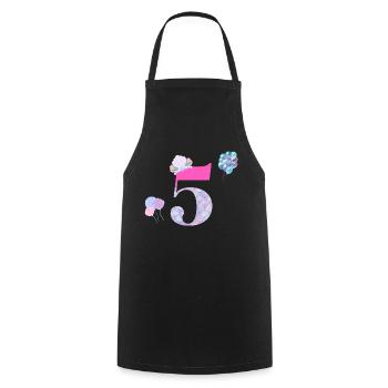 5e anniversaire sirène - Tablier de cuisine - noir - Devant - AI Model Male 185 dark (185cm)