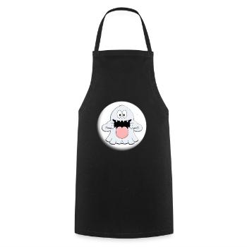 GESPENST - MONDSCHEIN - HALLOWEEN - KIND - KINDER - Kochschürze - Schwarz - Vorne - AI Model Male 185 dark (185cm)