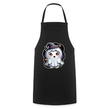 Happy Halloween Ghost Ghost Girl Magic Hat - Cooking Apron - black - Front - AI Model Male 185 dark (185cm)