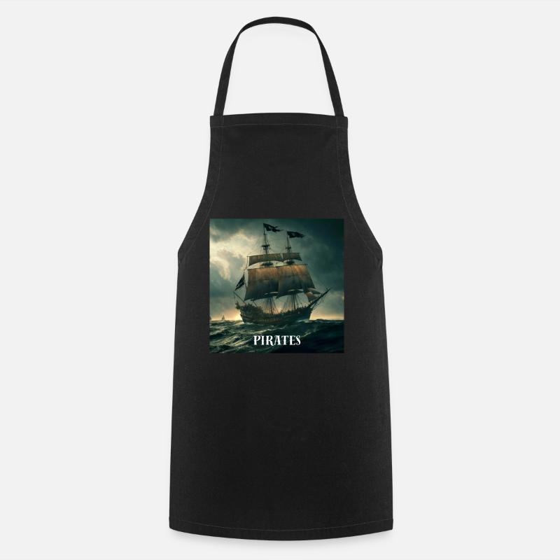 Pirate Ship - Cooking Apron - black