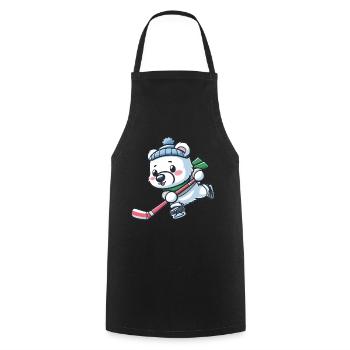 Polar Bear in Ice Hockey - Cool and Sporty - Cooking Apron - black - Front - AI Model Male 185 dark (185cm)