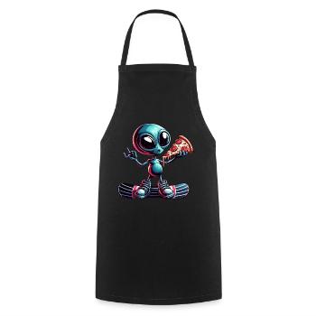 Alien Snowboarder : Pizza Action - Tablier de cuisine - noir - Devant - AI Model Male 185 dark (185cm)
