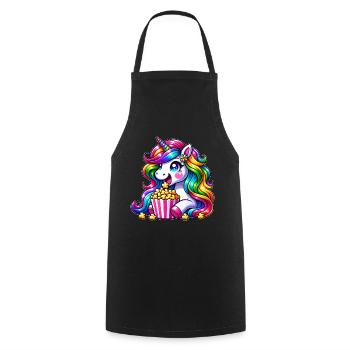 Licorne Popcorn Carnaval, Costume Arc-en-ciel - Tablier de cuisine - noir - Devant - AI Model Male 185 dark (185cm)