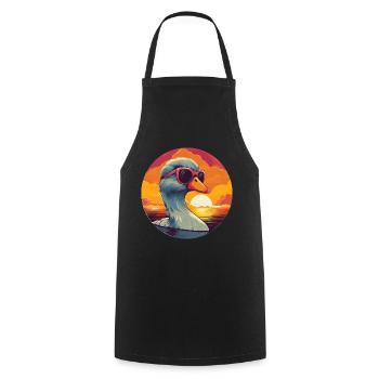 Cool Duck Sunglasses Water Sunset - Cooking Apron - black - Front - AI Model Male 185 dark (185cm)