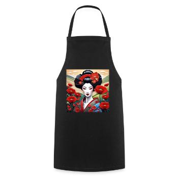 Asian Beauty #12 - Cooking Apron - black - Front - AI Model Male 185 dark (185cm)
