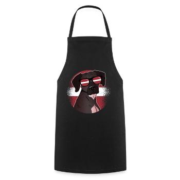 Latvia - Cooking Apron - black - Front - AI Model Male 185 dark (185cm)