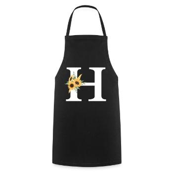 Letter h floral sunflower - Cooking Apron - black - Front - AI Model Male 185 dark (185cm)