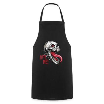 Bite me! Skull // Protest Totenkopf FS0207 - Cooking Apron - black - Front - AI Model Male 185 dark (185cm)