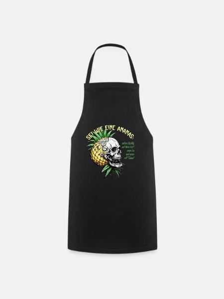 Pineapple Skull / Totenkopf Ananas / Frucht FS0209 - Kochschürze - Schwarz