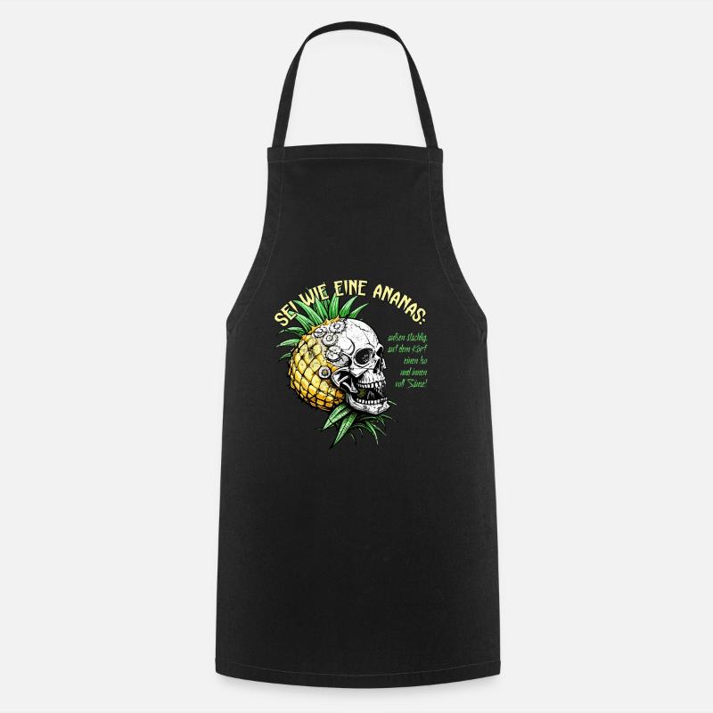 Pineapple Skull / Pineapple Skull / Fruit FS0209 - Cooking Apron - black