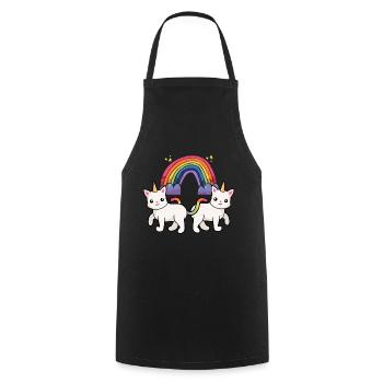 Chat Licorne Arc-en-ciel Chats Enfants - Tablier de cuisine - noir - Devant - AI Model Male 185 dark (185cm)