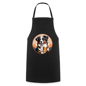 Australian Shepherd Dog trinkt ein Bier - Kochschürze - Schwarz - Vorne - AI Model Male 185 dark (185cm)