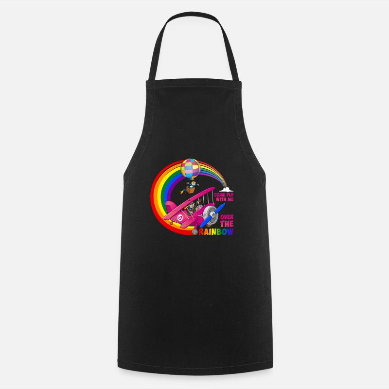 Fly with us over the rainbow - LGBT - Cooking Apron - black