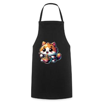 Cat Ramen Kawaii Anime - Cooking Apron - black - Front - AI Model Male 185 dark (185cm)