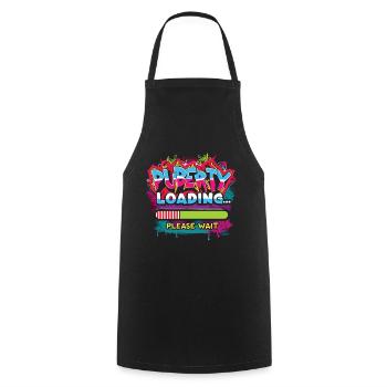 Alerte puberté graffiti urbain - Tablier de cuisine - noir - Devant - AI Model Male 185 dark (185cm)