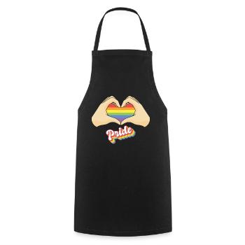Gay Lesbian Pride Heart - LGBT Regenbogenflagge - Kochschürze - Schwarz - Vorne - AI Model Male 185 dark (185cm)