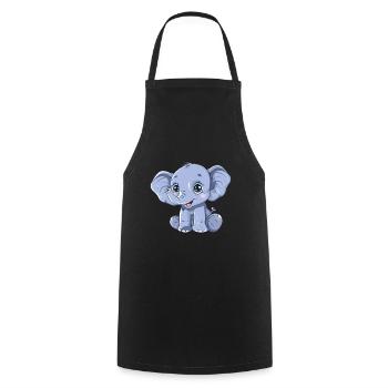Cute blue elephant with big eyes - Cooking Apron - black - Front - AI Model Male 185 dark (185cm)