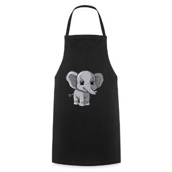 Niedlicher Grauer Baby Elefant Blick - Kochschürze - Schwarz - Vorne - AI Model Male 185 dark (185cm)