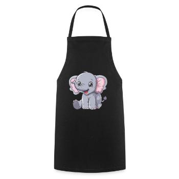 Cute elephant for kids - Cooking Apron - black - Front - AI Model Male 185 dark (185cm)