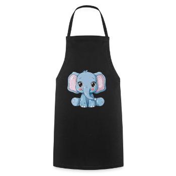 Mignon éléphant bleu avec de grands yeux - Tablier de cuisine - noir - Devant - AI Model Male 185 dark (185cm)